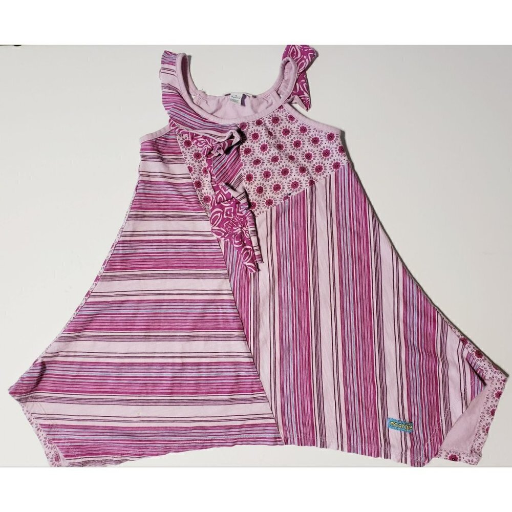 Naartjie Dress size 4 Girl Sleeveless Stripes / Floral Read! Spots